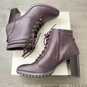 Style & Co Laurellee Wine Lace-Up Booties Women Size 9.5
